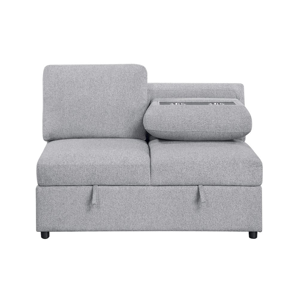 Homelegance - Pompano Sectional W/ Right Chaise, Pull-out Bed, Hidden Storages and Shelves, Charging Ports in Gray - 9630GYx32LRC view 12
