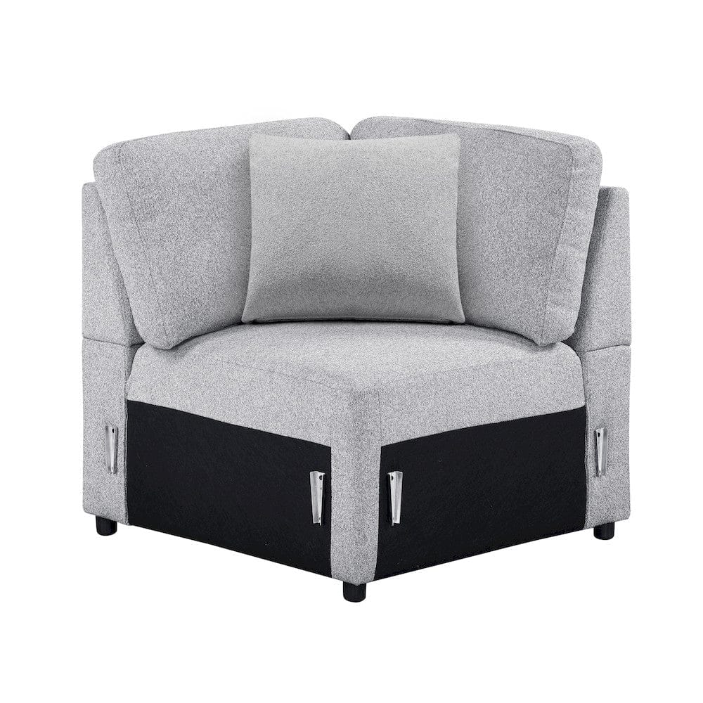 Homelegance - Pompano Sectional W/ Right Chaise, Pull-out Bed, Hidden Storages and Shelves, Charging Ports in Gray - 9630GYx42LRC view 12