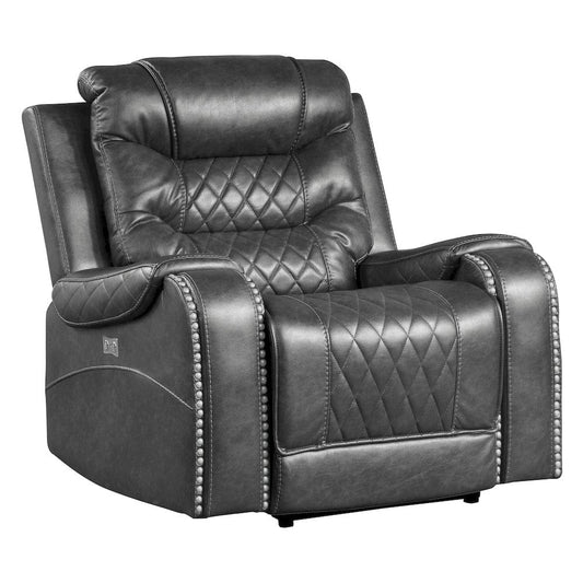 Homelegance - Putnam Power Reclining Chair in Gray - 9405GY-1PW view 2