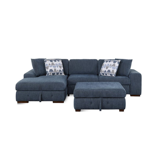 Homelegance - Raife 3-Piece Sectional W/ Left Chaise and Ottoman in Blue - 9624BUx3LC2R view 2