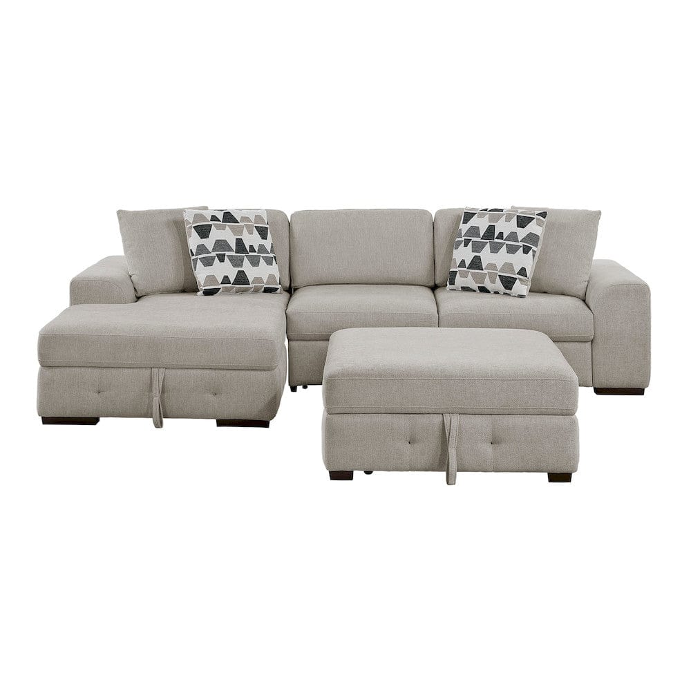 Homelegance - Raife 3-Piece Sectional W/ Left Chaise and Ottoman in Taupe - 9624TPx3LC2R view 12