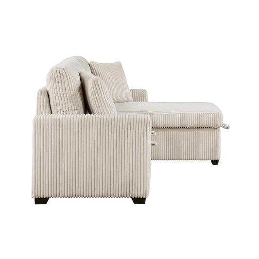 Homelegance - Rhett 3-Piece Reversible Sectional W/ Pull-out Bed and Hidden Storage in Beige - 9649BExSC view 2