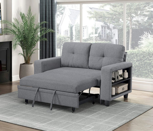 Homelegance - Robinson Love Seat W/ Pull-out Bed, Shelves and Charging Ports in Gray - 9705GY-2x view 2