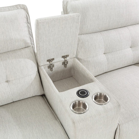 Homelegance - Salida Power Double Reclining Love Seat W/ Center Console and Power Headrests in White - 9444HMP-2CNPWHx view 2