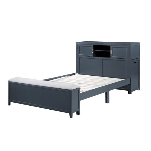 Homelegance - Sloane Full Bookcase Platform Bed W/ Hidden Desk, Stool and Storage Bench in Smoke gray - B2024BUBCF-1x view 2