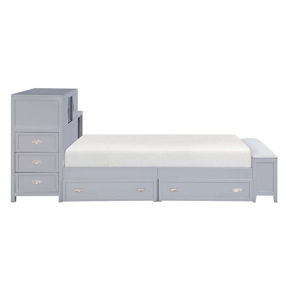 Homelegance - Sloane Full Bookcase Platform Bed W/ Hidden Desk, Stool and Storage Bench in Smoke gray - B2024GYBCF-1x view 12