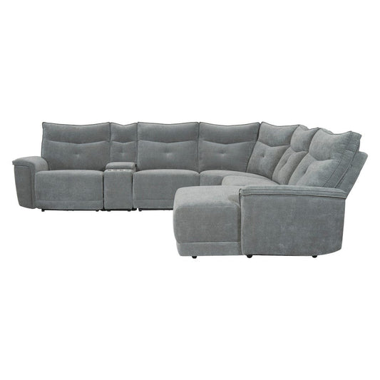 Homelegance - Tesoro 6-Piece Modular Power Reclining Sectional W/ Power Headrests, Right Chaise and USB Ports in Dark gray - 9509DGx6LRPWH5R view 2
