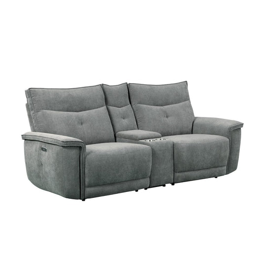 Homelegance - Tesoro Power Double Reclining Love Seat W/ Center Console, Power Headrests and USB Ports in Dark gray - 9509DG-2CNPWHx view 2