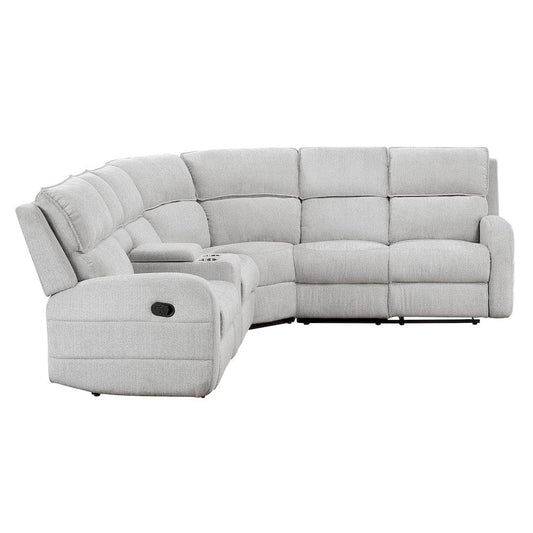 Homelegance - Thorne 3-Piece Reclining Sectional W/ Left Console in Light gray - 8406GYxSC view 2