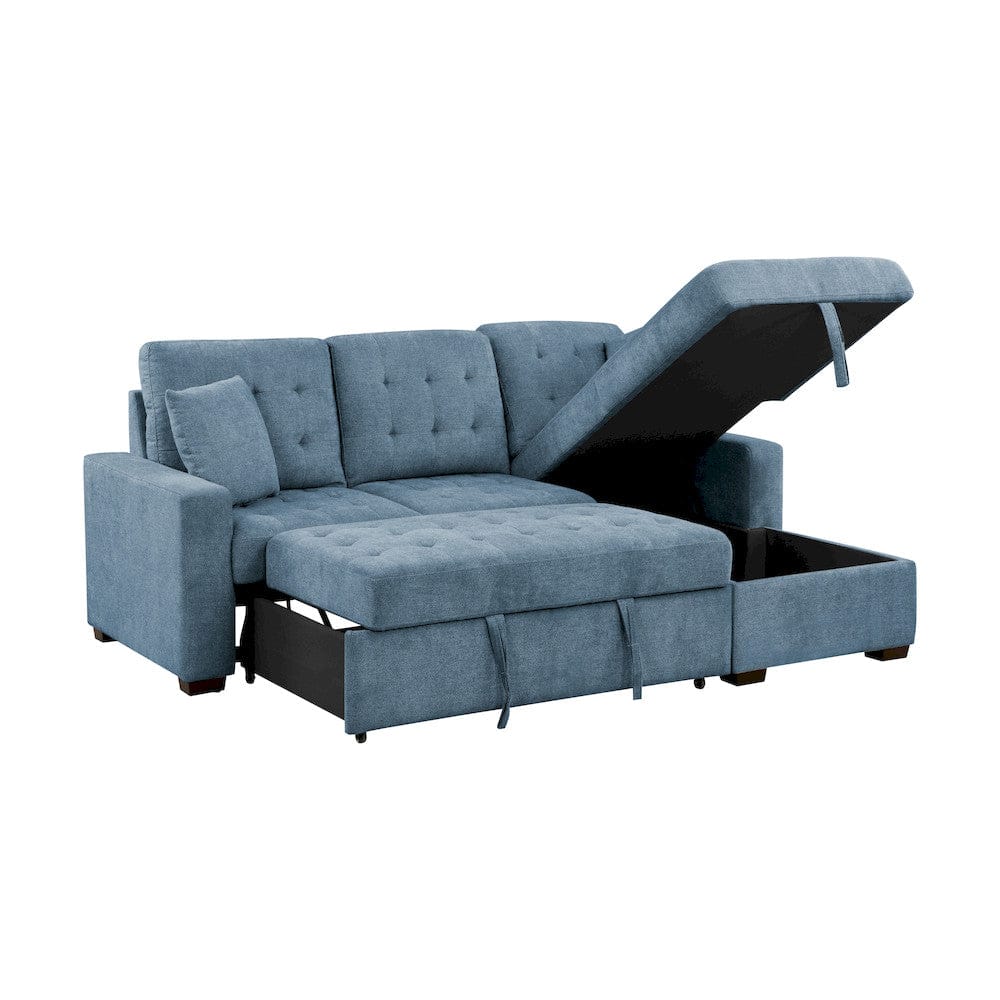 Homelegance - Waitsfield 2-Piece Sectional W/ Right Chaise, Pull-out Bed and Hidden Storage in Blue - 9816BUx2LLRC view 12