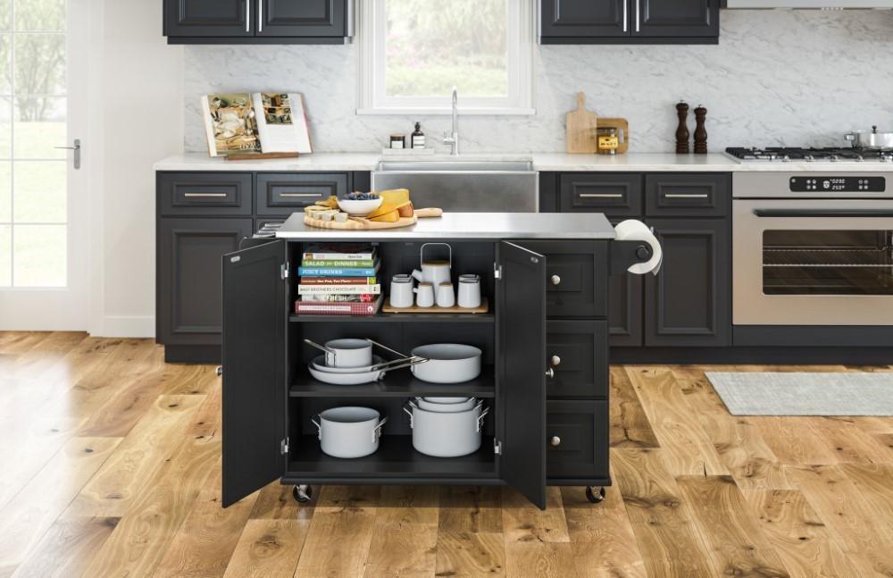 Homestyles Furniture - Dolly Madison Black Kitchen Cart - 4513-95 veiw 3