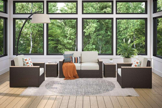 HomeStyles Furniture - Outdoor Loveseat, Arm Chair Pair and Two Side Tables - 6800-11D6-TD veiw 2