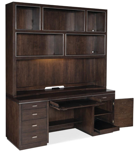 Hooker Furniture - Work Your Way House Blend Computer Credenza and Hutch - 5892-10464-85_10467-85 veiw 2