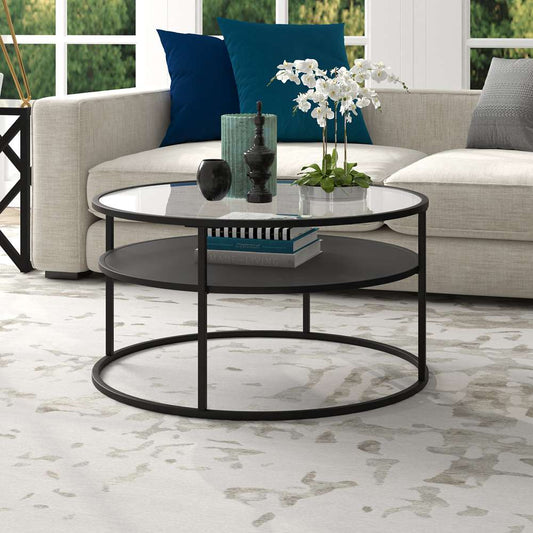 Hudson & Canal - Ada 32in Wide Round Coffee Table in Blackened Bronze - CT1457 veiw 2