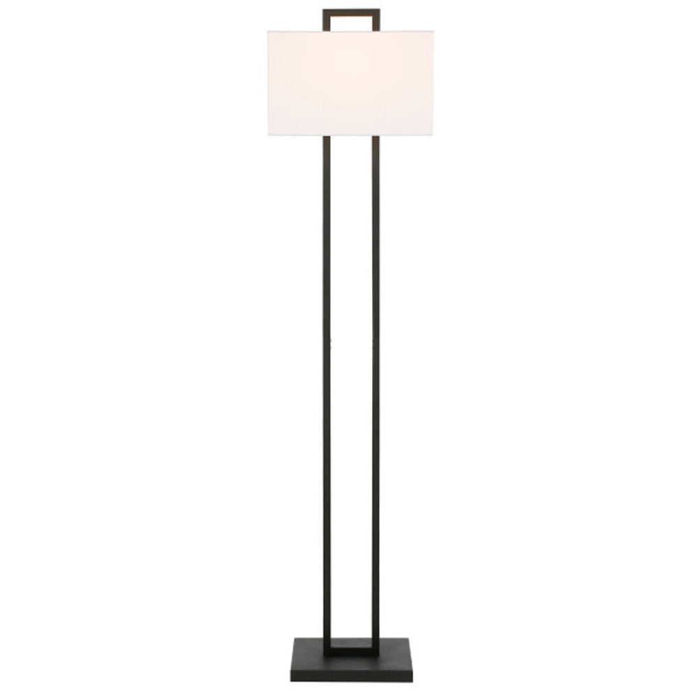 Hudson & Canal - Adair 68in Tall Floor Lamp with Fabric Shade in Blackened Bronze/White - FL0811