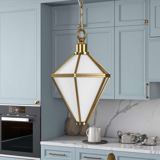 Hudson & Canal - Adara 10in Wide Pendant with Glass Shade in Brushed Brass/White - PD1802 veiw 2