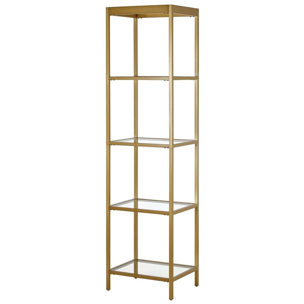 Hudson & Canal - Alexis 18in Wide Rectangular Bookcase in Brass - BK0817 veiw 4