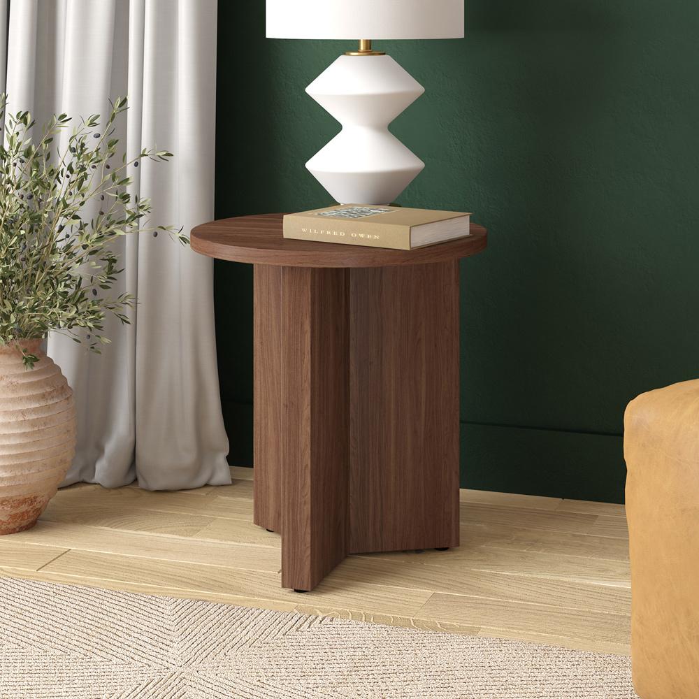 Hudson & Canal - Anders 20in Wide Round Side Table in Satin Walnut - ST2331 veiw 5