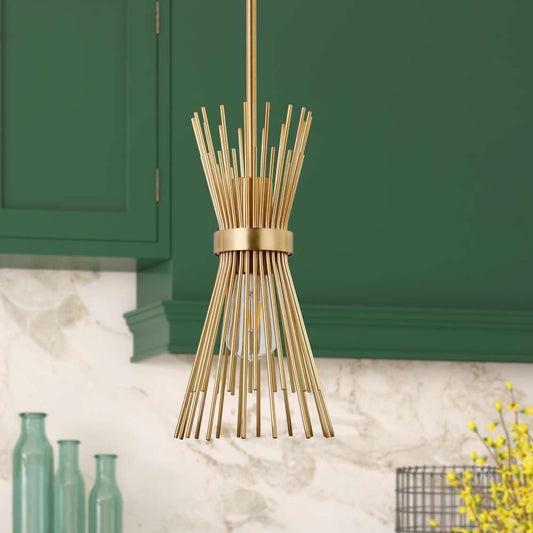 Hudson & Canal - Andromeda 7in Wide Starburst Pendant with Metal Shade in Brass/Brass - PD0695 veiw 2