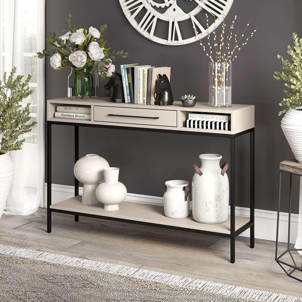 Hudson & Canal - Arroyo 45in Wide Rectangular Console Table in Blackened Bronze/Alder White - AT2152 veiw 7