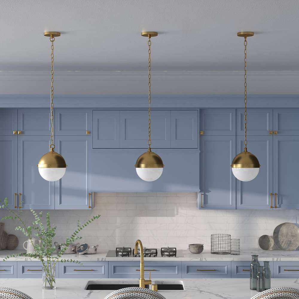 Hudson & Canal - Aurora 9in Wide Pendant with Glass Shade in Brass/White Milk - PD1920 veiw 7