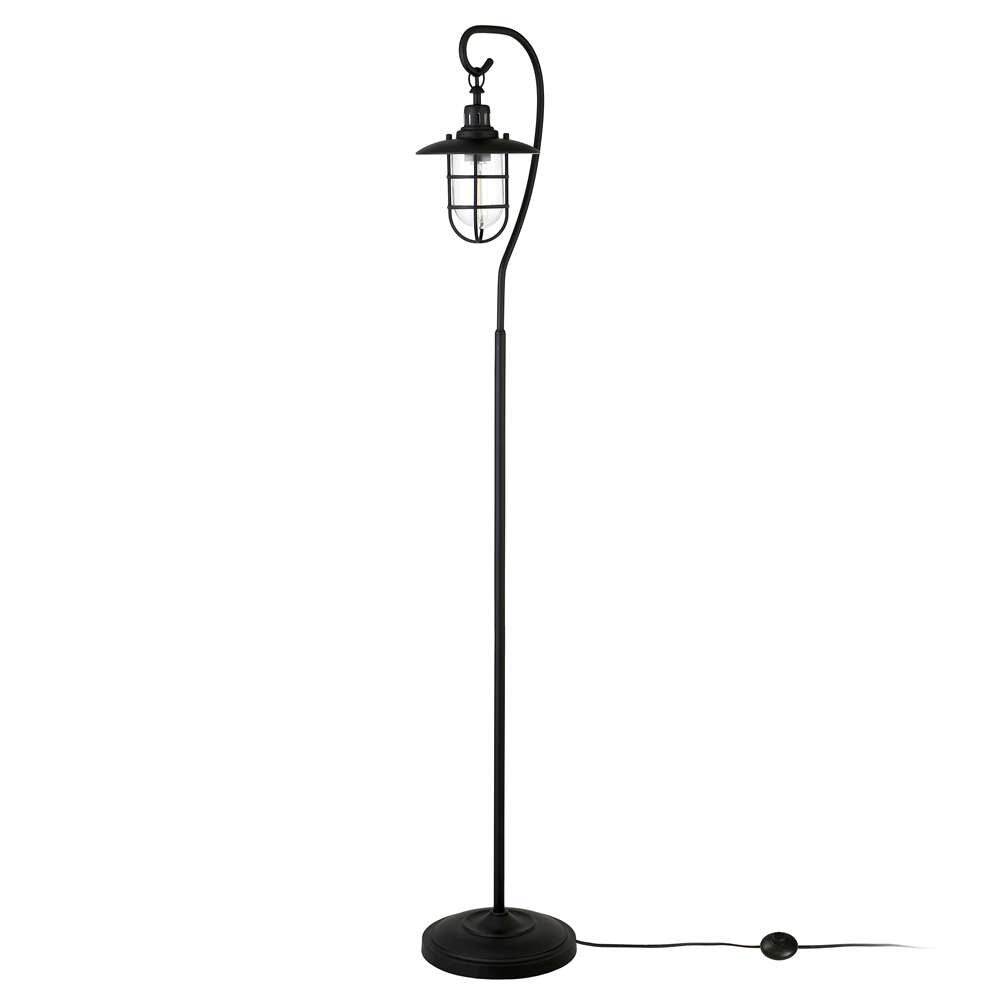 Hudson & Canal - Bay Nautical Floor Lamp with Glass Shade in Blackened Bronze/Clear - FL1410 veiw 3