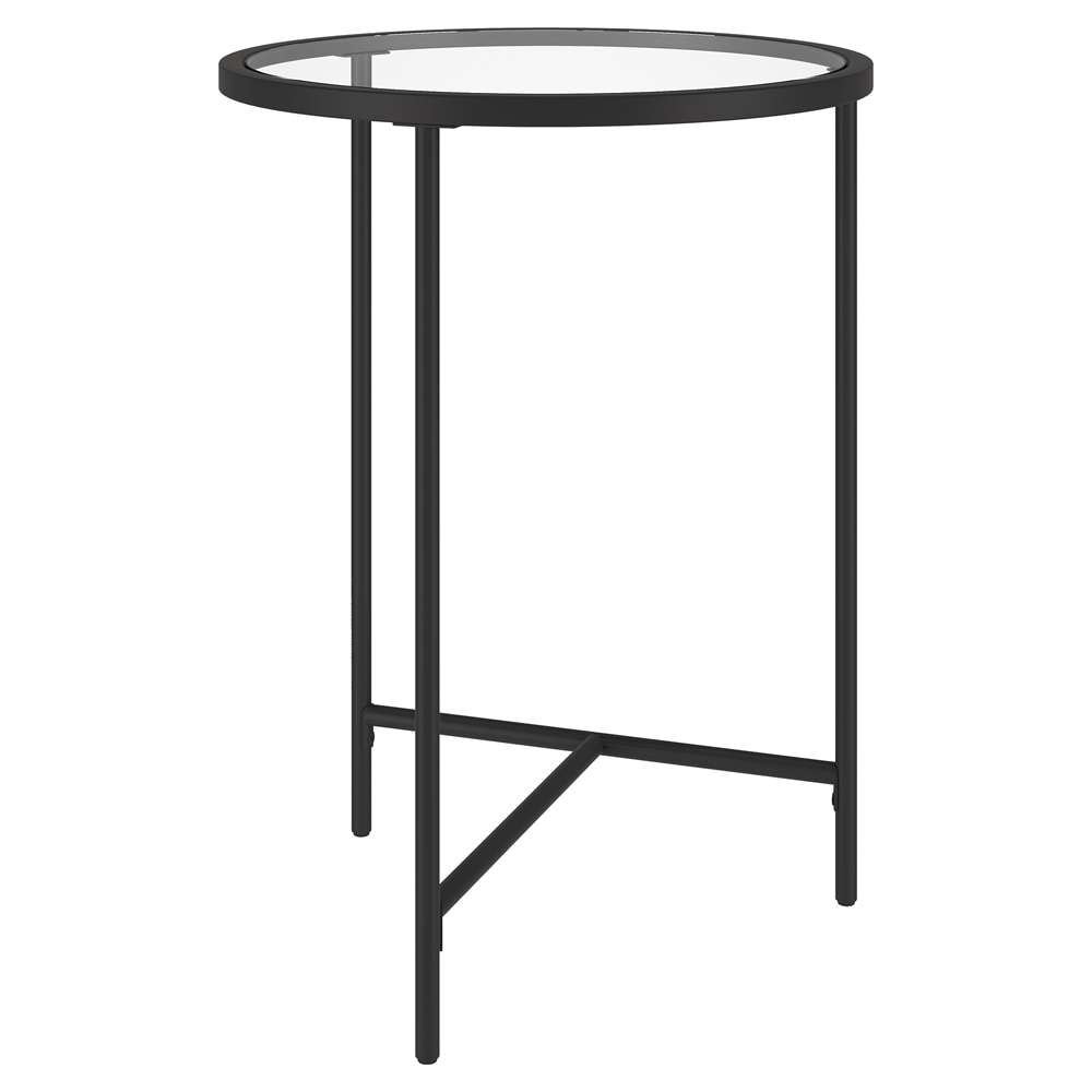 Hudson & Canal - Berenson 18in Wide Round Side Table with Glass Top in Blackened Bronze - ST1931 veiw 4