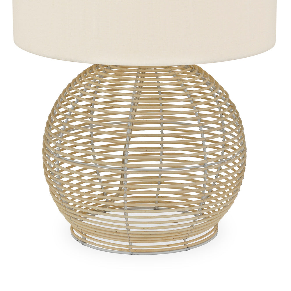 Hudson & Canal - Bryn 21.5in Tall Rattan Table Lamp with Fabric Shade in Rattan/White - TL0081