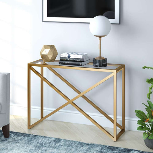 Hudson & Canal - Calix 42in Wide Rectangular Console Table in Brass - AT0258 veiw 2