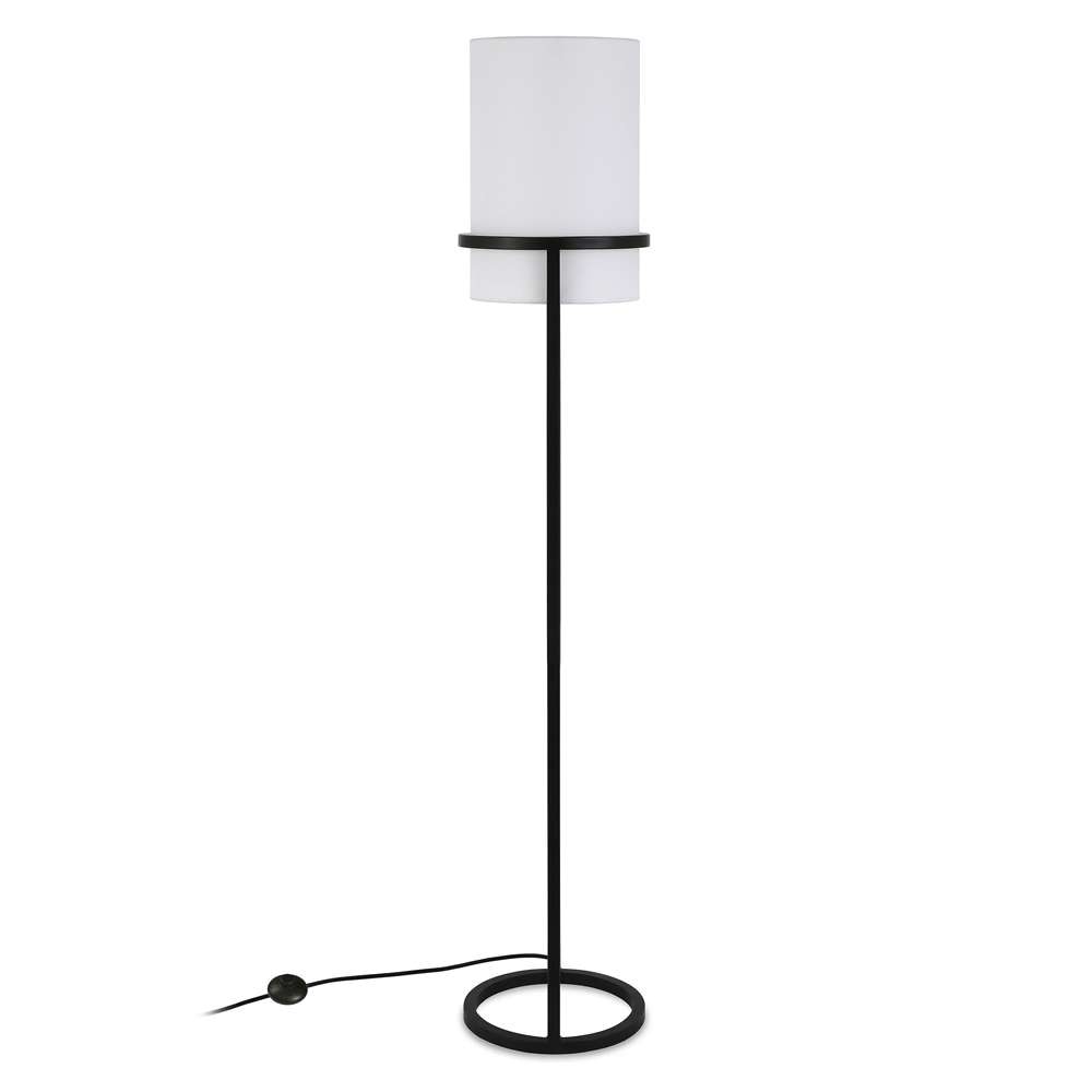 Hudson & Canal - Casimir 62in Tall Floor Lamp with Fabric Shade in Blackened Bronze/White - FL0178 veiw 3