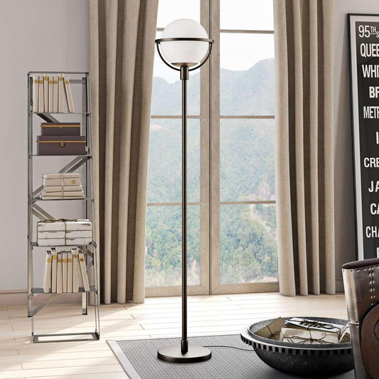 Hudson & Canal - Cieonna Globe & Stem Floor Lamp with Glass Shade in Blackened Bronze/White - FL0166 veiw 2