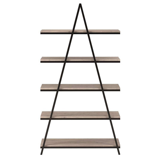 Hudson & Canal - Conry 68 Tall A-Frame Bookcase in Blackened Bronze/Antiqued Gray Oak - BK1306 veiw 3
