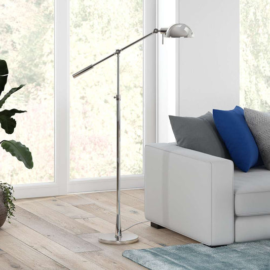Hudson & Canal - Dexter Height Adjustable/Tilting Floor Lamp with Metal Shade in Polished Nickel/Polished Nickel - FL1592 veiw 2