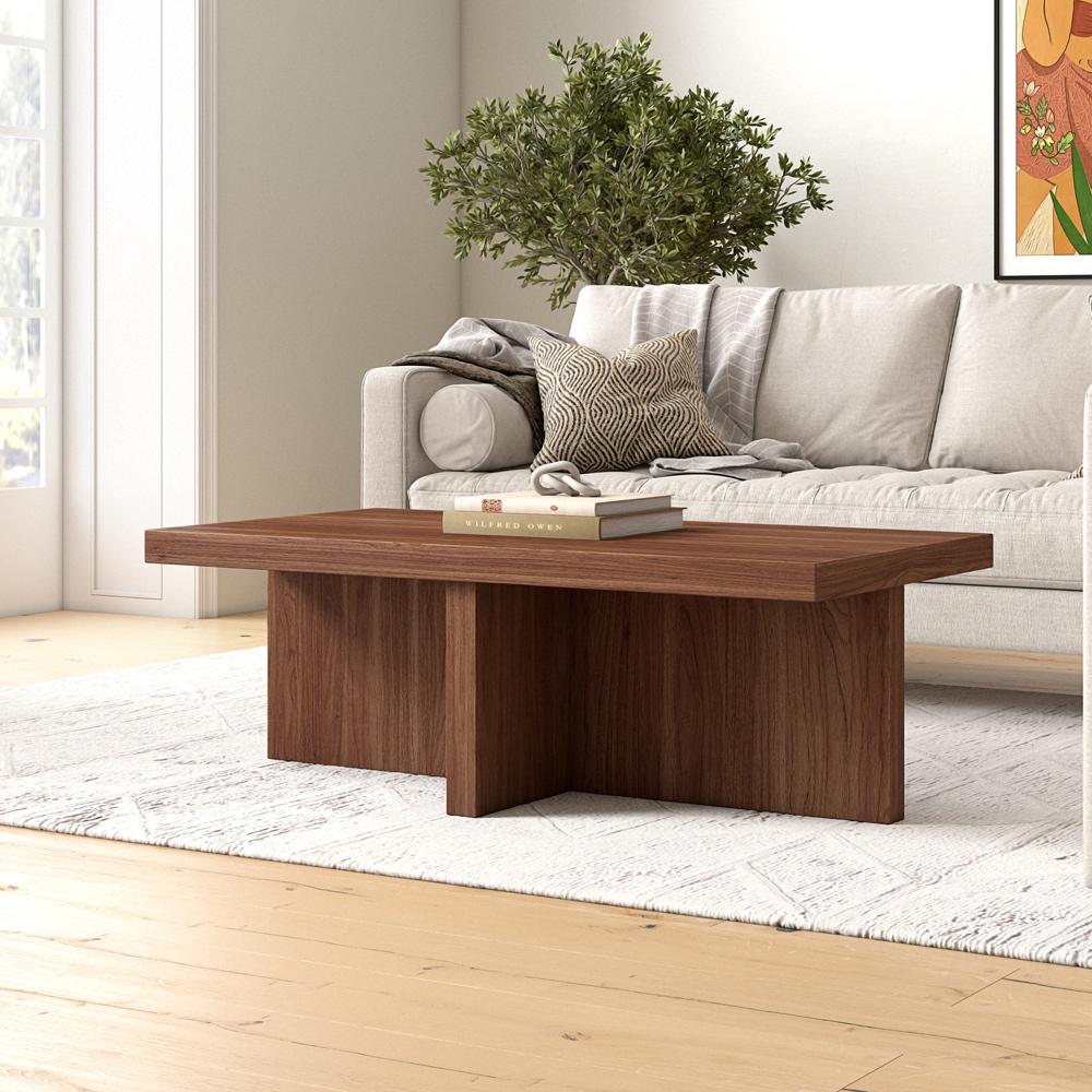 Hudson & Canal - Elna 44in Wide Rectangular Coffee Table in Satin Walnut - CT2334 veiw 4