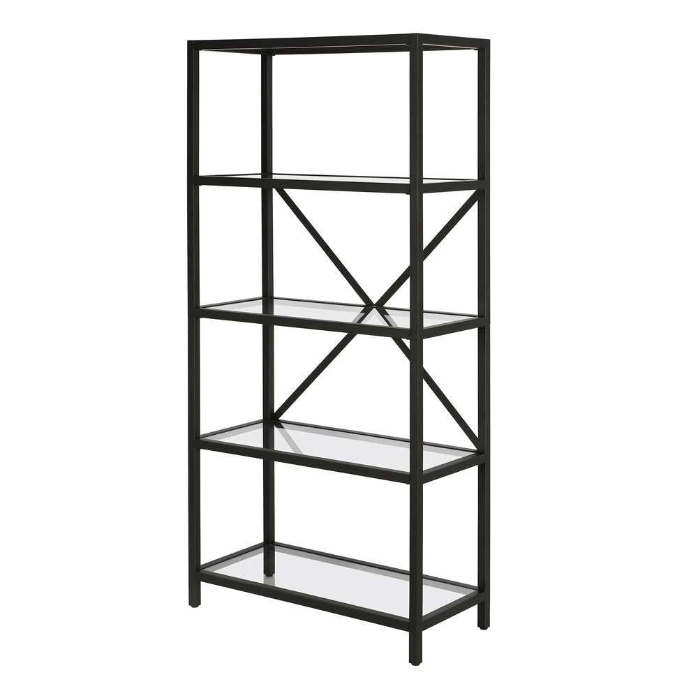 Hudson & Canal - Etta 63in Tall Rectangular Bookcase in Blackened Bronze - BK0438 veiw 4