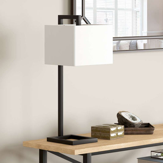 Hudson & Canal - Grayson 26in Tall Table Lamp with Fabric Shade in Blackened Bronze/White - TL0566 veiw 2