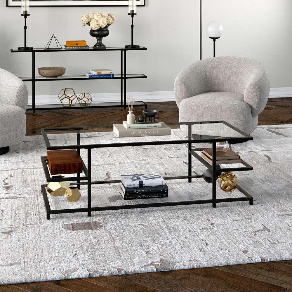 Hudson & Canal - Greenwich 54in Wide Rectangular Coffee Table in Blackened Bronze - CT1612 veiw 2
