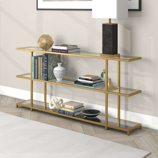 Hudson & Canal - Greenwich 64in Wide Rectangular Console Table in Brass - AT1287 veiw 2
