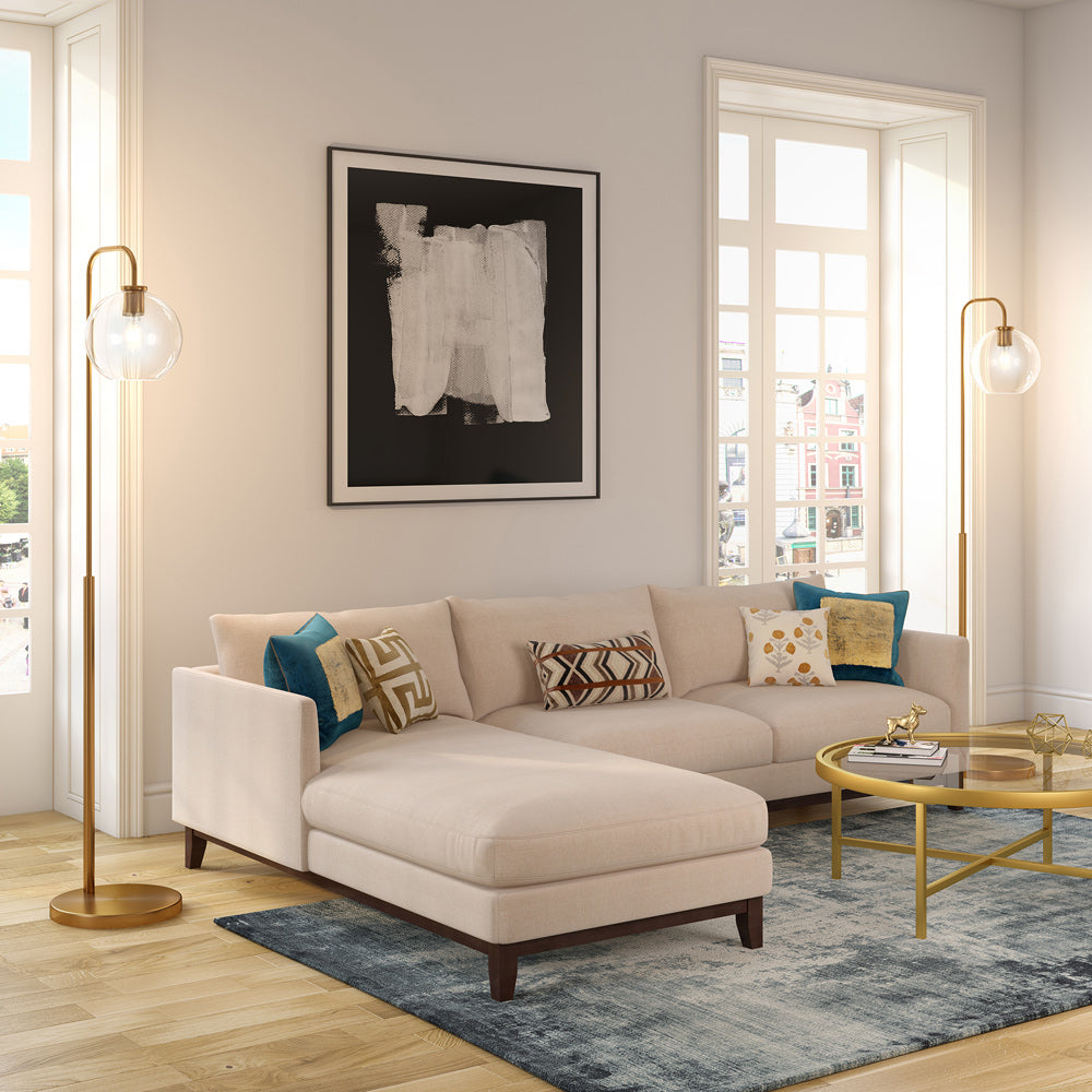 Hudson & Canal - Harrison Arc Floor Lamp with Glass Shade in Brass/Clear - FL0294