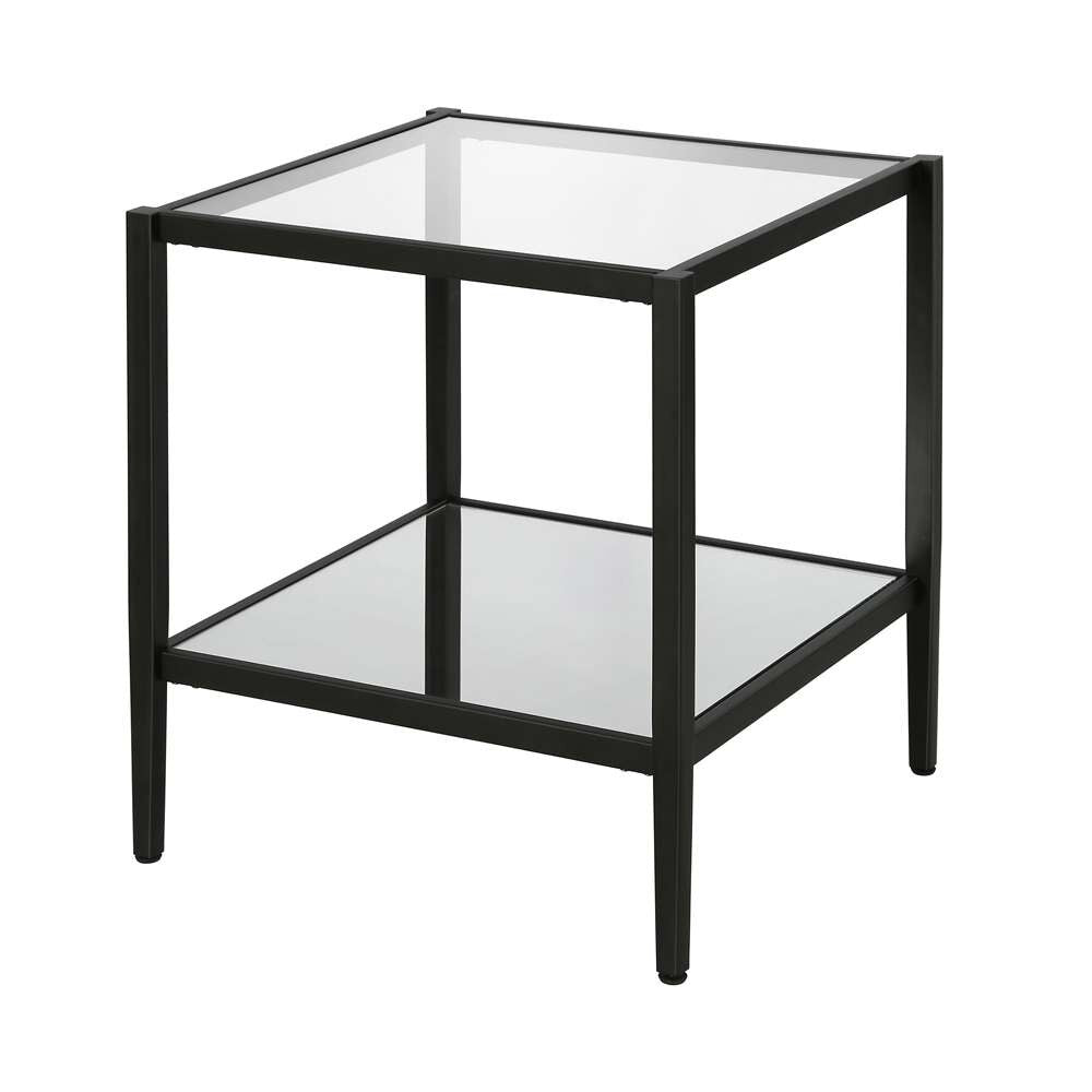Hudson & Canal - Hera 20in Wide Square Side Table with Mirror Shelf in Blackened Bronze - ST0323 veiw 4
