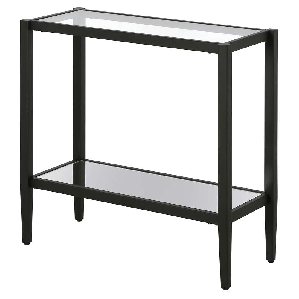 Hudson & Canal - Hera 24in Wide Rectangular Side Table with Glass Shelf in Blackened Bronze - ST1312 veiw 4