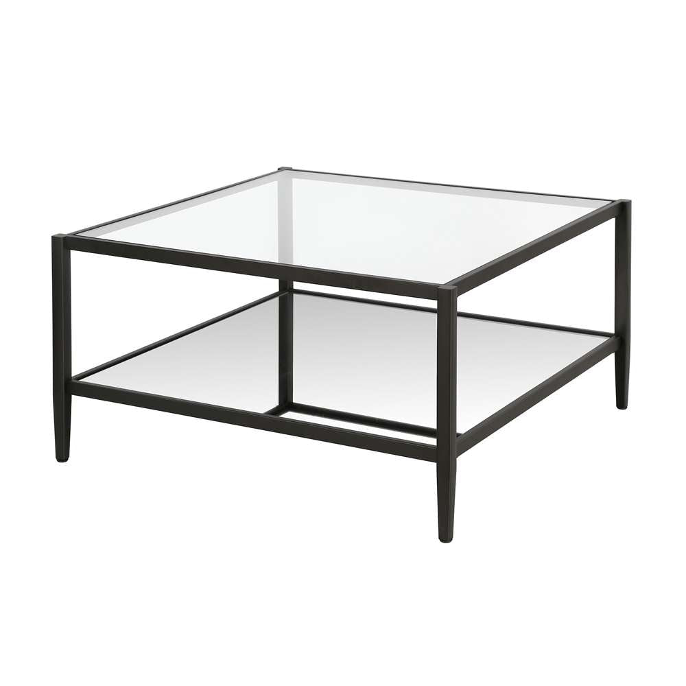 Hudson & Canal - Hera 32in Wide Square Coffee Table with Mirror Shelf in Blackened Bronze - CT0453 veiw 4