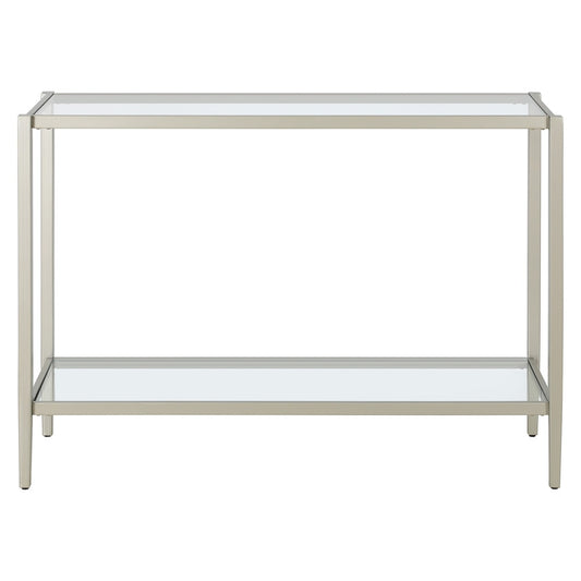 Hudson & Canal - Hera 42in Wide Rectangular Console Table with Glass Shelf in Satin Nickel - AT1620 veiw 2