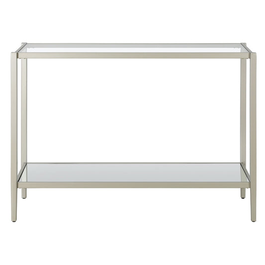 Hudson & Canal - Hera 42in Wide Rectangular Console Table with Mirror Shelf in Satin Nickel - AT1619 veiw 2