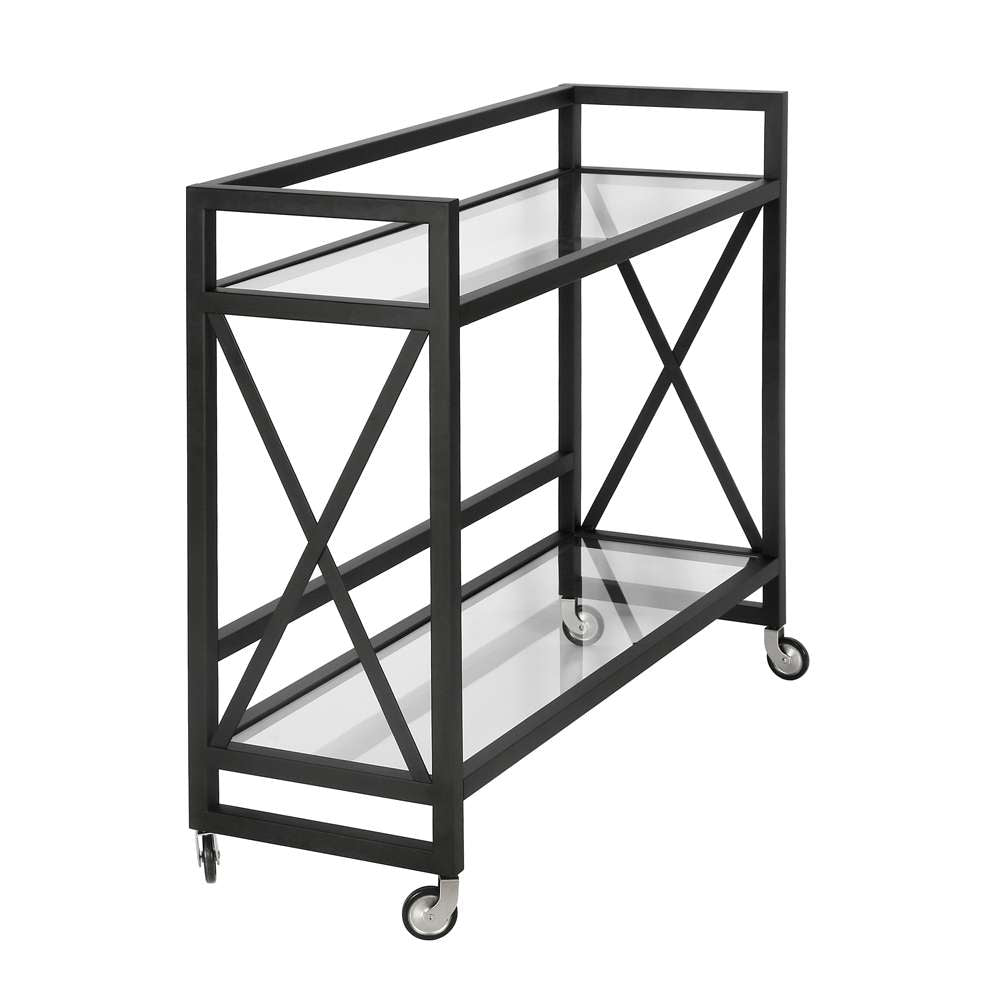 Hudson & Canal - Holly 38in Wide Rectangular Bar Cart in Blackened Bronze - BC0261 veiw 4