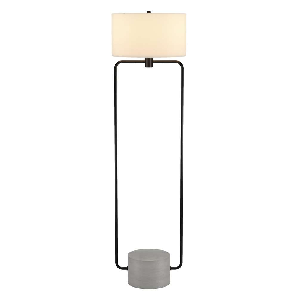 Hudson & Canal - Howland 63in Tall Floor Lamp with Fabric Shade in Blackened Bronze/Concrete/White - FL1579 veiw 3