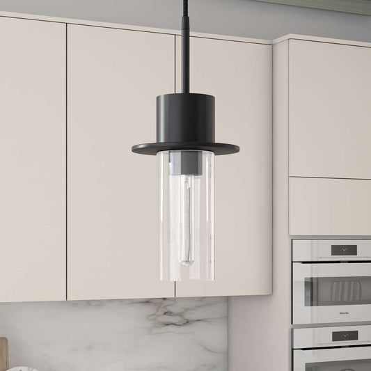Hudson & Canal - Idris 6.5in Wide Pendant with Glass Shade in Blackened Bronze/Clear - PD0624 veiw 2