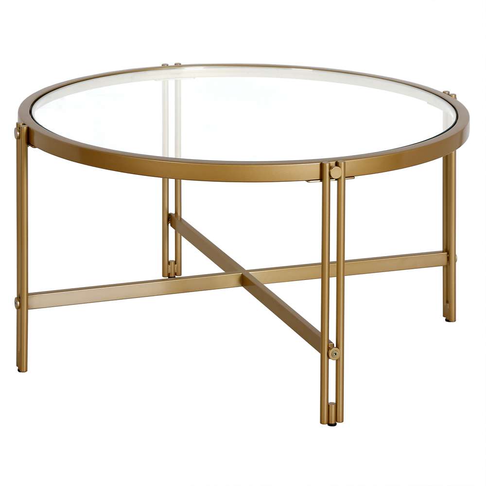 Hudson & Canal - Inez 32in Wide Round Coffee Table in Brass - CT1519 veiw 4