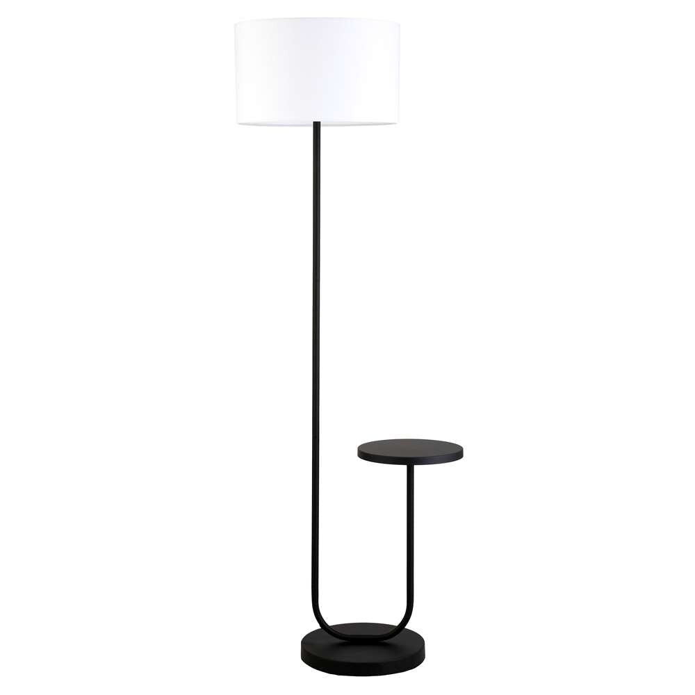 Hudson & Canal - Jacinta Tray Table Floor Lamp with Fabric Shade in Blackened Bronze/White - FL1568 veiw 4