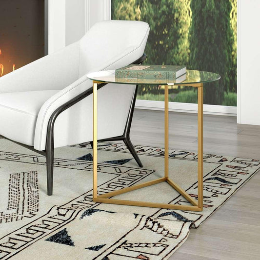 Hudson & Canal - Jenson 24in Wide Round Side Table with Glass Top in Brass - ST1469 veiw 2